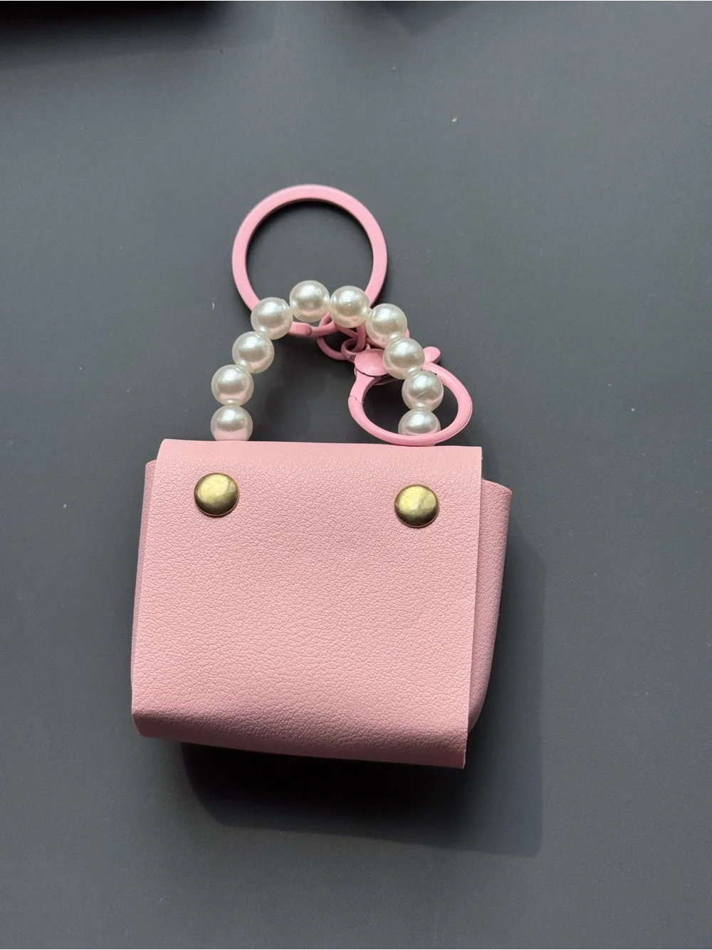 Pink Faux Leather Mini Purse Key Chain Bag Charm NWT